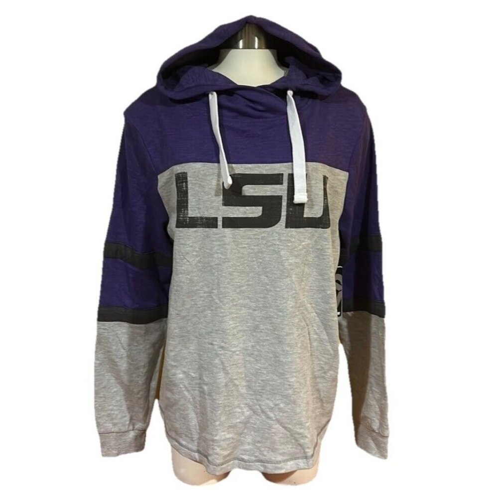 LSU Tigers Louisiana State Colosseum LS Stripe Hoodie Sweatshirt Womens M New